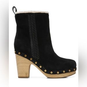 Veronica Beard Daxi Clog Suede Black Shearling Lined Heel Bootie size 11 BNWT